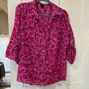 Ann Taylor Fuchsia Paisley Blouse
